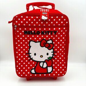 Hello Kitty Bioworld Rolling Bag Red White Polka Dot Suitcase 14"x11"x5"